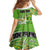 Personalised Cook Islands Va'a Race Family Matching Off The Shoulder Long Sleeve Dress and Hawaiian Shirt Te Tatau Tattoos Sporty Style Green-White Color - Polynesian Pride