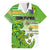 Personalised Cook Islands Va'a Race Family Matching Off The Shoulder Long Sleeve Dress and Hawaiian Shirt Te Tatau Tattoos Sporty Style Green-White Color - Polynesian Pride