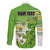 Personalised Cook Islands Va'a Race Family Matching Off The Shoulder Long Sleeve Dress and Hawaiian Shirt Te Tatau Tattoos Sporty Style Green-White Color - Polynesian Pride