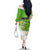 Personalised Cook Islands Va'a Race Family Matching Off The Shoulder Long Sleeve Dress and Hawaiian Shirt Te Tatau Tattoos Sporty Style Green-White Color - Polynesian Pride