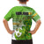 Personalised Cook Islands Va'a Race Family Matching Short Sleeve Bodycon Dress and Hawaiian Shirt Te Tatau Tattoos Sporty Style Green-White Color - Polynesian Pride