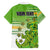 Personalised Cook Islands Va'a Race Family Matching Short Sleeve Bodycon Dress and Hawaiian Shirt Te Tatau Tattoos Sporty Style Green-White Color - Polynesian Pride