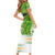 Personalised Cook Islands Va'a Race Family Matching Short Sleeve Bodycon Dress and Hawaiian Shirt Te Tatau Tattoos Sporty Style Green-White Color - Polynesian Pride
