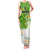 Personalised Cook Islands Va'a Race Family Matching Tank Maxi Dress and Hawaiian Shirt Te Tatau Tattoos Sporty Style Green-White Color - Polynesian Pride