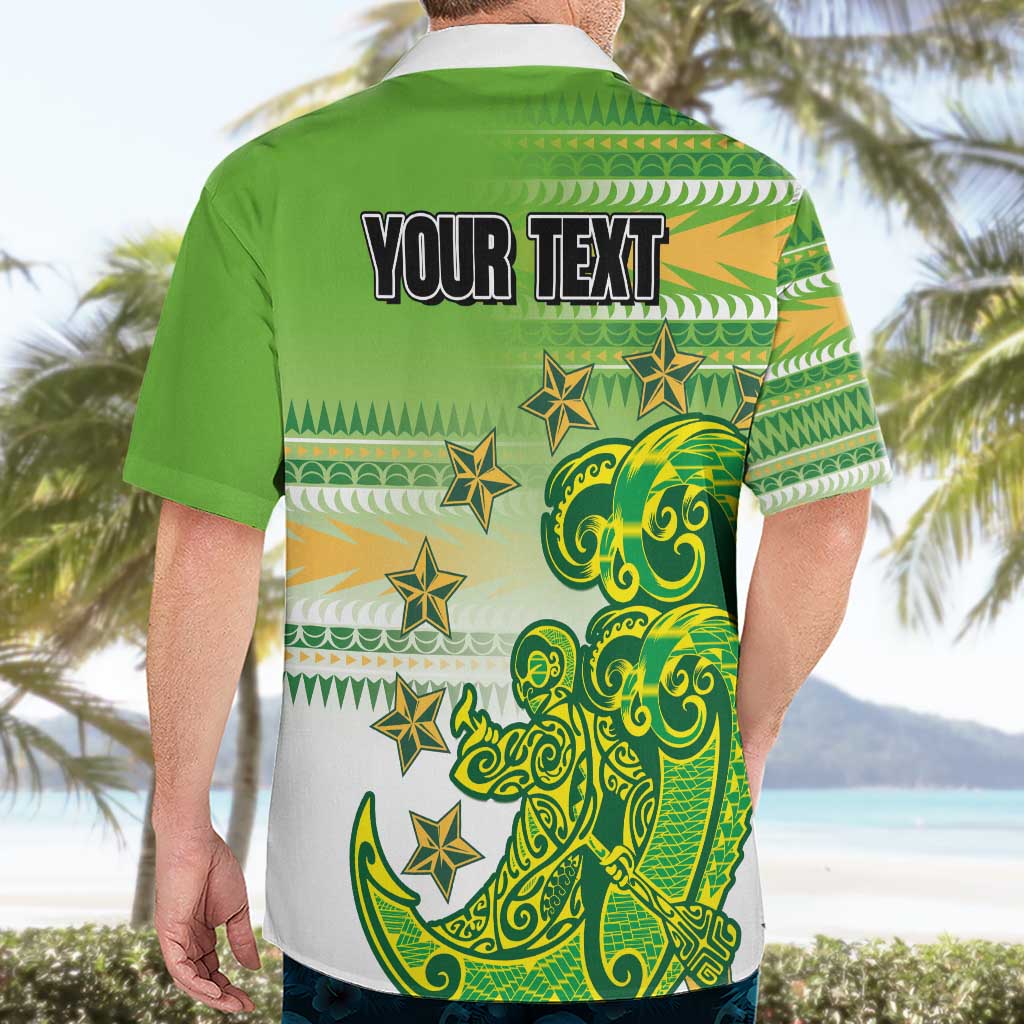 Personalised Cook Islands Va'a Race Hawaiian Shirt Te Tatau Tattoos Sporty Style Green-White Color - Polynesian Pride