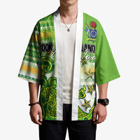 Personalised Cook Islands Va'a Race Kimono Te Tatau Tattoos Sporty Style Green-White Color - Polynesian Pride