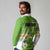 Personalised Cook Islands Va'a Race Long Sleeve Polo Shirt Te Tatau Tattoos Sporty Style Green-White Color - Polynesian Pride