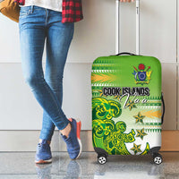 Cook Islands Va'a Race Luggage Cover Te Tatau Tattoos Sporty Style Green-White Color - Polynesian Pride