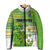 Personalised Cook Islands Va'a Race Padded Jacket Te Tatau Tattoos Sporty Style Green-White Color - Polynesian Pride