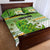 Cook Islands Va'a Race Quilt Bed Set Te Tatau Tattoos Sporty Style Green-White Color - Polynesian Pride