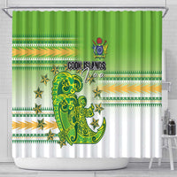 Cook Islands Va'a Race Shower Curtain Te Tatau Tattoos Sporty Style Green-White Color - Polynesian Pride
