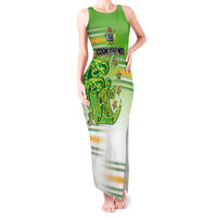 Personalised Cook Islands Va'a Race Tank Maxi Dress Te Tatau Tattoos Sporty Style Green-White Color - Polynesian Pride