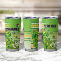 Personalised Cook Islands Va'a Race Tumbler Cup Te Tatau Tattoos Sporty Style Green-White Color - Polynesian Pride