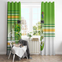 Cook Islands Va'a Race Window Curtain Te Tatau Tattoos Sporty Style Green-White Color - Polynesian Pride