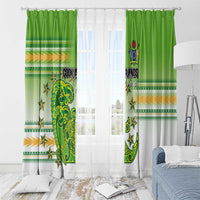 Cook Islands Va'a Race Window Curtain Te Tatau Tattoos Sporty Style Green-White Color - Polynesian Pride
