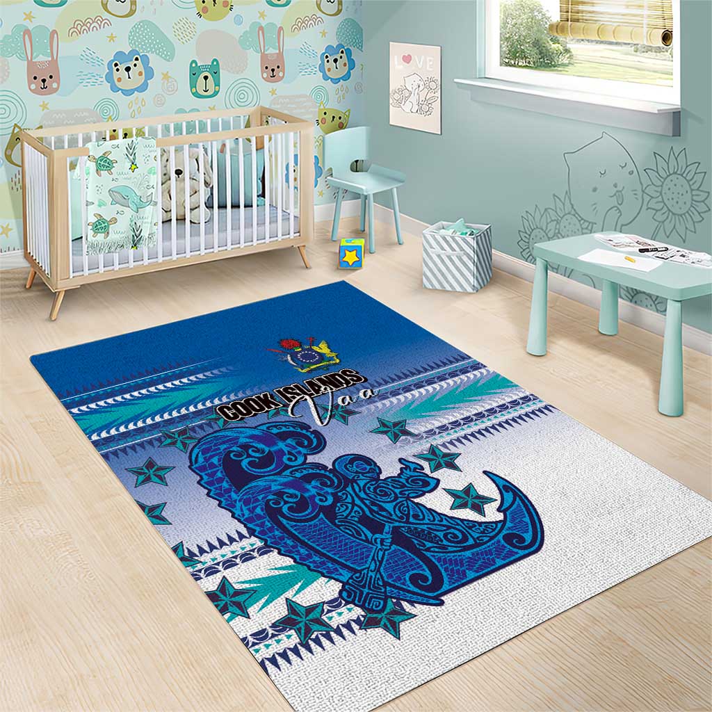 Cook Islands Va'a Race Area Rug Te Tatau Tattoos Sporty Style Light Blue Color - Polynesian Pride