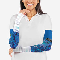 Personalised Cook Islands Va'a Race Arm Sleeves Te Tatau Tattoos Sporty Style Light Blue Color - Polynesian Pride