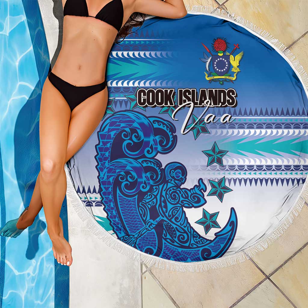 Cook Islands Va'a Race Beach Blanket Te Tatau Tattoos Sporty Style Light Blue Color - Polynesian Pride