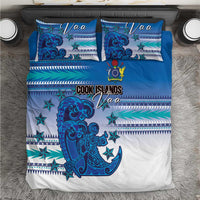Cook Islands Va'a Race Bedding Set Te Tatau Tattoos Sporty Style Light Blue Color - Polynesian Pride