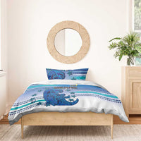 Cook Islands Va'a Race Bedding Set Te Tatau Tattoos Sporty Style Light Blue Color - Polynesian Pride