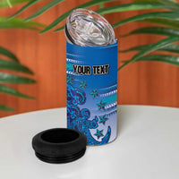 Personalised Cook Islands Va'a Race 4 in 1 Can Cooler Tumbler Te Tatau Tattoos Sporty Style Light Blue Color - Polynesian Pride