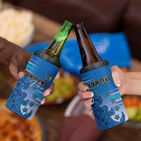 Personalised Cook Islands Va'a Race 4 in 1 Can Cooler Tumbler Te Tatau Tattoos Sporty Style Light Blue Color - Polynesian Pride