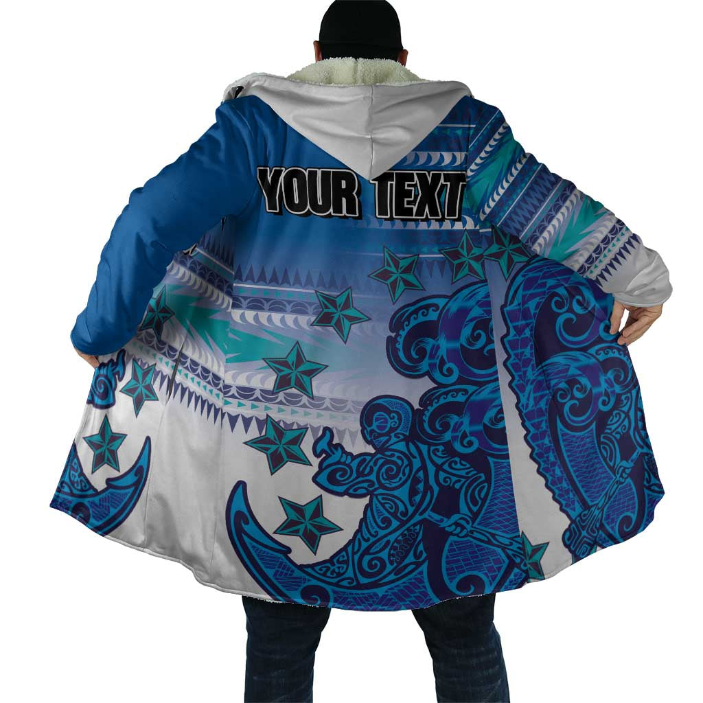 Personalised Cook Islands Va'a Race Cloak Te Tatau Tattoos Sporty Style Light Blue Color - Polynesian Pride