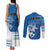 Personalised Cook Islands Va'a Race Couples Matching Tank Maxi Dress and Long Sleeve Button Shirt Te Tatau Tattoos Sporty Style Light Blue Color - Polynesian Pride