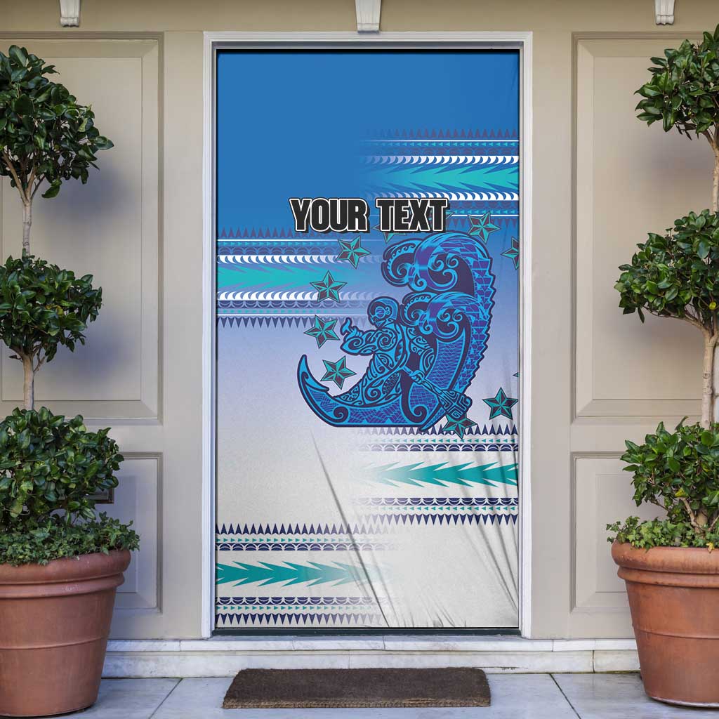 Personalised Cook Islands Va'a Race Door Cover Te Tatau Tattoos Sporty Style Light Blue Color - Polynesian Pride