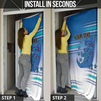 Personalised Cook Islands Va'a Race Door Cover Te Tatau Tattoos Sporty Style Light Blue Color - Polynesian Pride