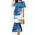 Personalised Cook Islands Va'a Race Family Matching Mermaid Dress and Hawaiian Shirt Te Tatau Tattoos Sporty Style Light Blue Color - Polynesian Pride