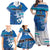 Personalised Cook Islands Va'a Race Family Matching Off Shoulder Maxi Dress and Hawaiian Shirt Te Tatau Tattoos Sporty Style Light Blue Color - Polynesian Pride