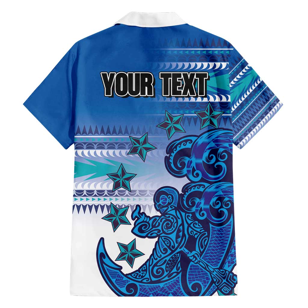 Personalised Cook Islands Va'a Race Family Matching Puletasi and Hawaiian Shirt Te Tatau Tattoos Sporty Style Light Blue Color - Polynesian Pride