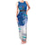 Personalised Cook Islands Va'a Race Family Matching Tank Maxi Dress and Hawaiian Shirt Te Tatau Tattoos Sporty Style Light Blue Color - Polynesian Pride