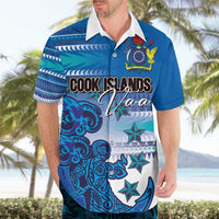 Personalised Cook Islands Va'a Race Hawaiian Shirt Te Tatau Tattoos Sporty Style Light Blue Color - Polynesian Pride