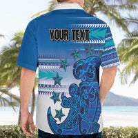 Personalised Cook Islands Va'a Race Hawaiian Shirt Te Tatau Tattoos Sporty Style Light Blue Color - Polynesian Pride