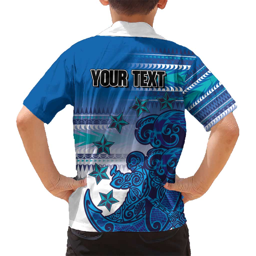 Personalised Cook Islands Va'a Race Hawaiian Shirt Te Tatau Tattoos Sporty Style Light Blue Color - Polynesian Pride