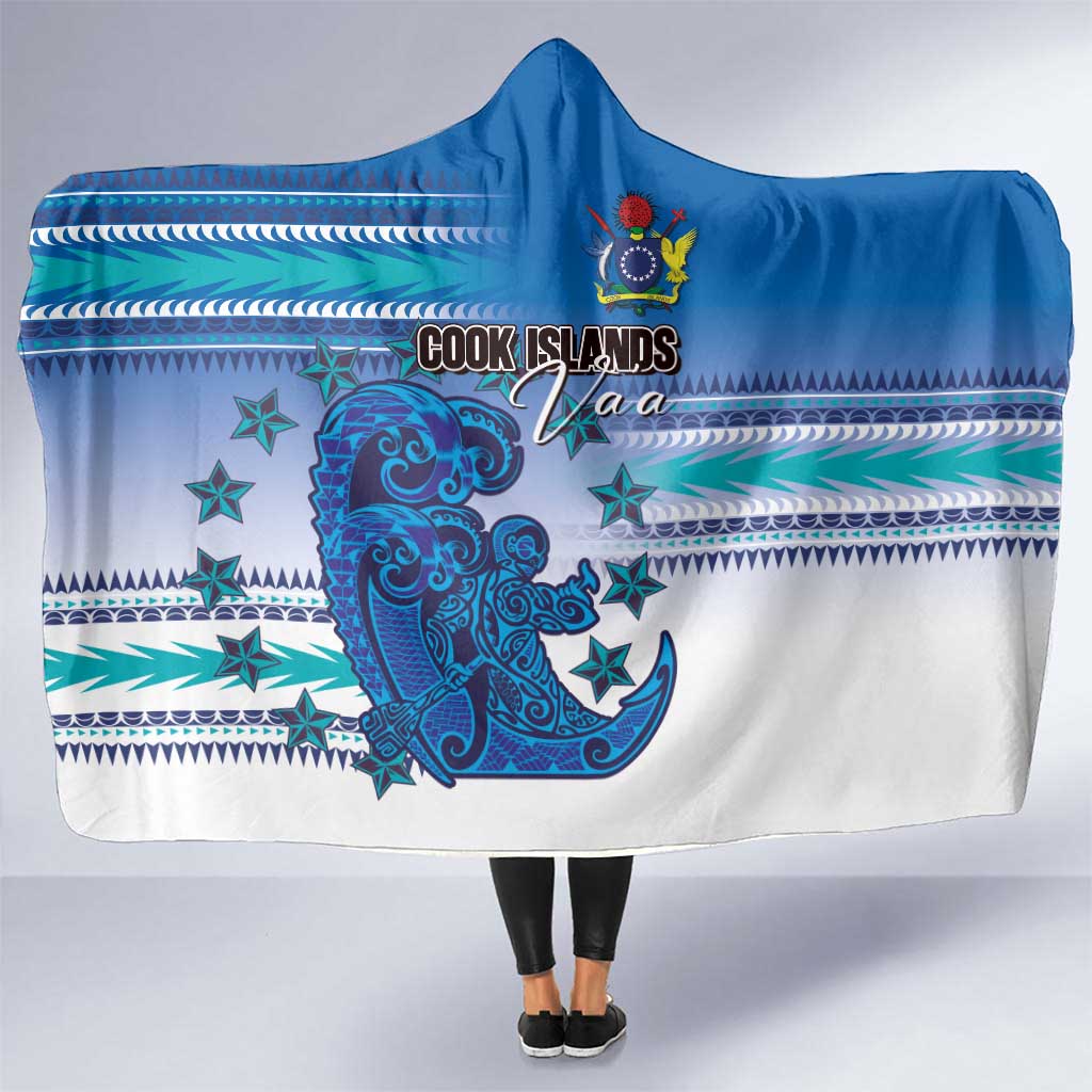 Cook Islands Va'a Race Hooded Blanket Te Tatau Tattoos Sporty Style Light Blue Color - Polynesian Pride