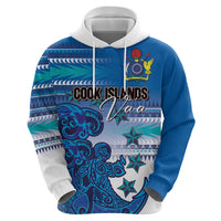 Personalised Cook Islands Va'a Race Hoodie Te Tatau Tattoos Sporty Style Light Blue Color - Polynesian Pride