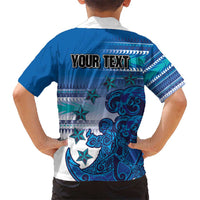 Personalised Cook Islands Va'a Race Kid Hawaiian Shirt Te Tatau Tattoos Sporty Style Light Blue Color - Polynesian Pride