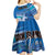 Personalised Cook Islands Va'a Race Kid Short Sleeve Dress Te Tatau Tattoos Sporty Style Light Blue Color - Polynesian Pride