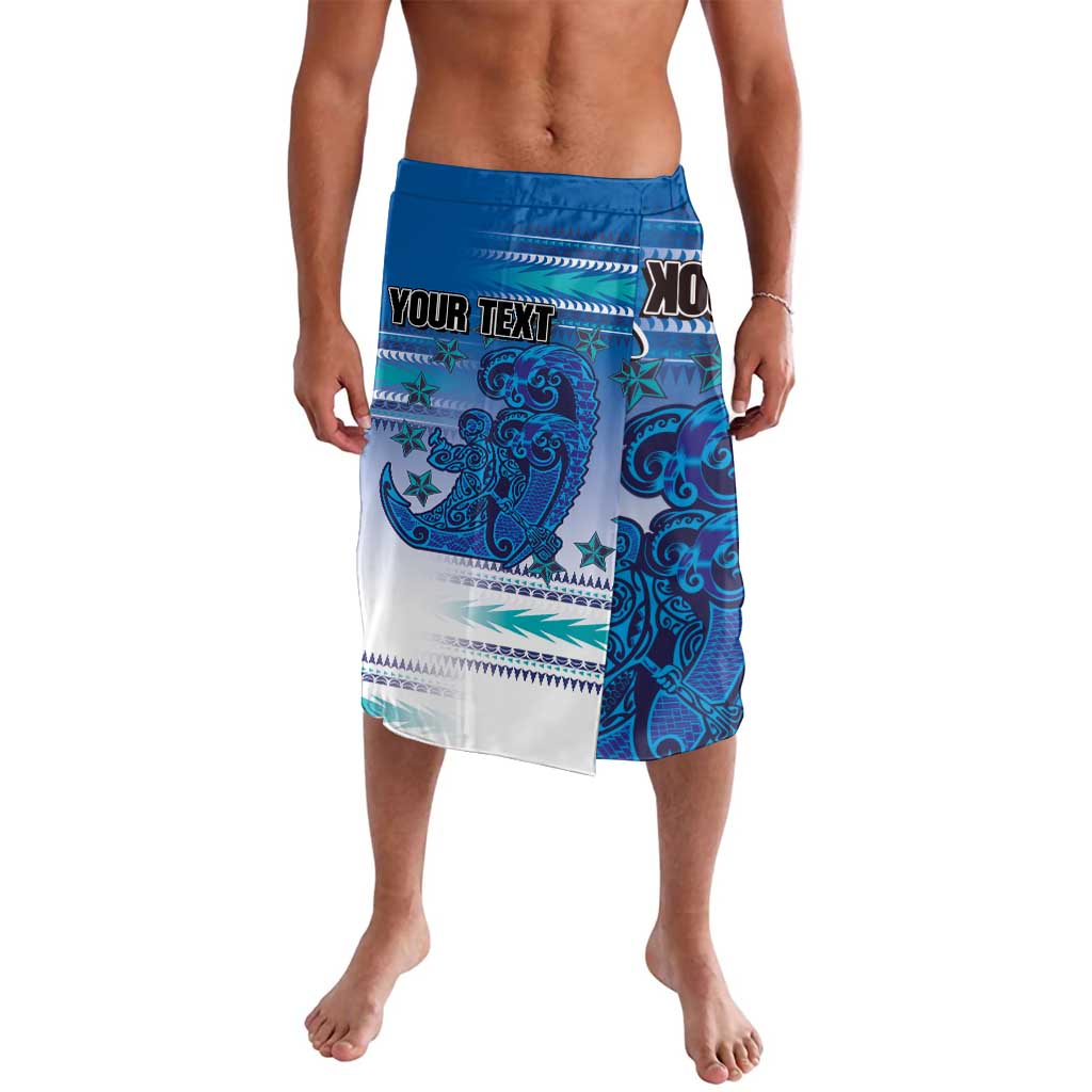 Personalised Cook Islands Va'a Race Lavalava Te Tatau Tattoos Sporty Style Light Blue Color - Polynesian Pride