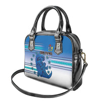 Cook Islands Va'a Race Shoulder Handbag Te Tatau Tattoos Sporty Style Light Blue Color - Polynesian Pride