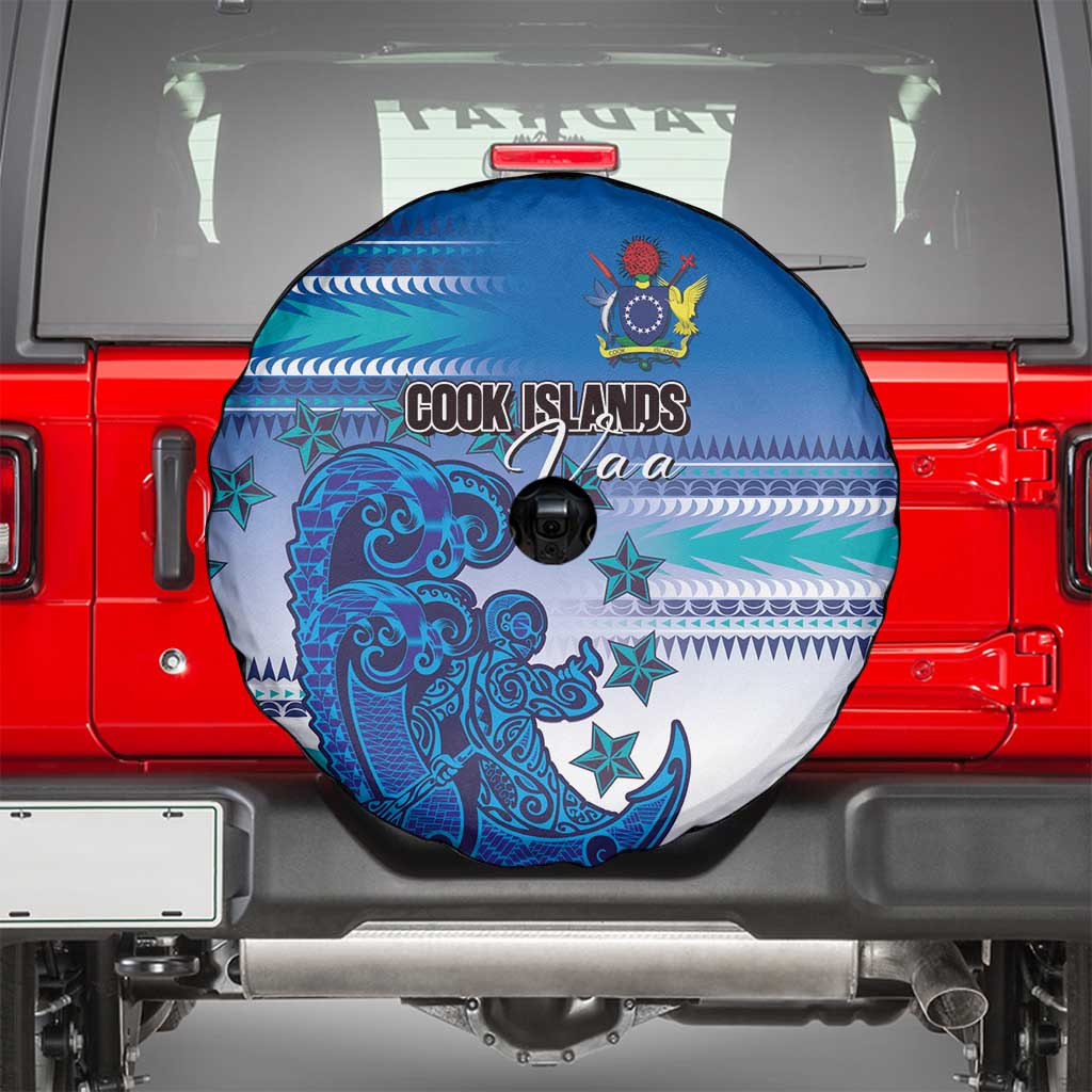 Cook Islands Va'a Race Spare Tire Cover Te Tatau Tattoos Sporty Style Light Blue Color - Polynesian Pride