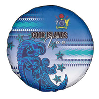 Cook Islands Va'a Race Spare Tire Cover Te Tatau Tattoos Sporty Style Light Blue Color - Polynesian Pride