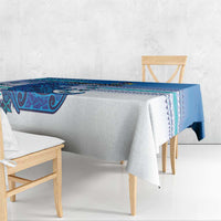 Cook Islands Va'a Race Tablecloth Te Tatau Tattoos Sporty Style Light Blue Color - Polynesian Pride