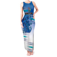 Personalised Cook Islands Va'a Race Tank Maxi Dress Te Tatau Tattoos Sporty Style Light Blue Color - Polynesian Pride
