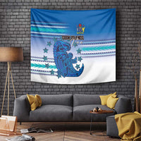 Cook Islands Va'a Race Tapestry Te Tatau Tattoos Sporty Style Light Blue Color - Polynesian Pride