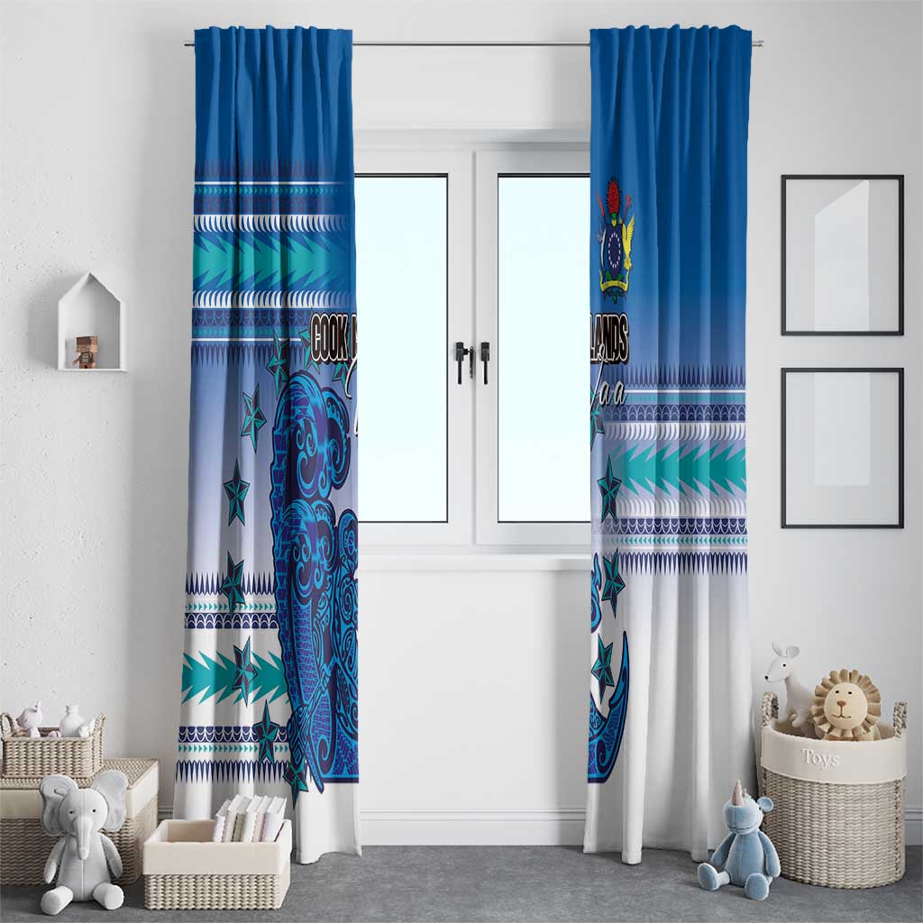 Cook Islands Va'a Race Window Curtain Te Tatau Tattoos Sporty Style Light Blue Color - Polynesian Pride