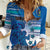 Personalised Cook Islands Va'a Race Women Casual Shirt Te Tatau Tattoos Sporty Style Light Blue Color - Polynesian Pride